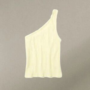 American Eagle Butter Yellow Asymmetric Ribbed Tank